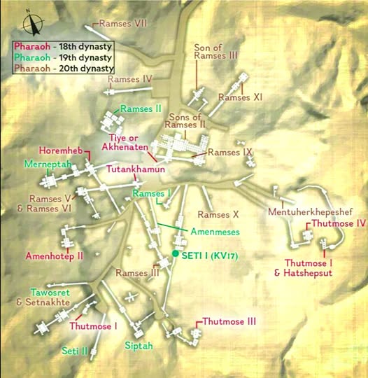 map of the valley of the kings luxor egypt valley kings map